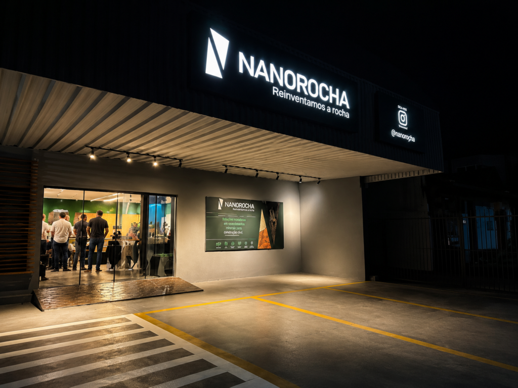 Fachada do novo Showroom NanoRocha em Palmas Tocantins durante evento de inauguração da unidade