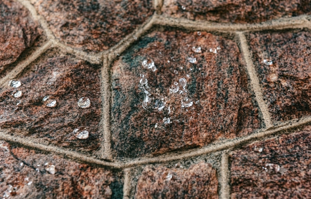 Imagem de perto rocha com gotas de agua